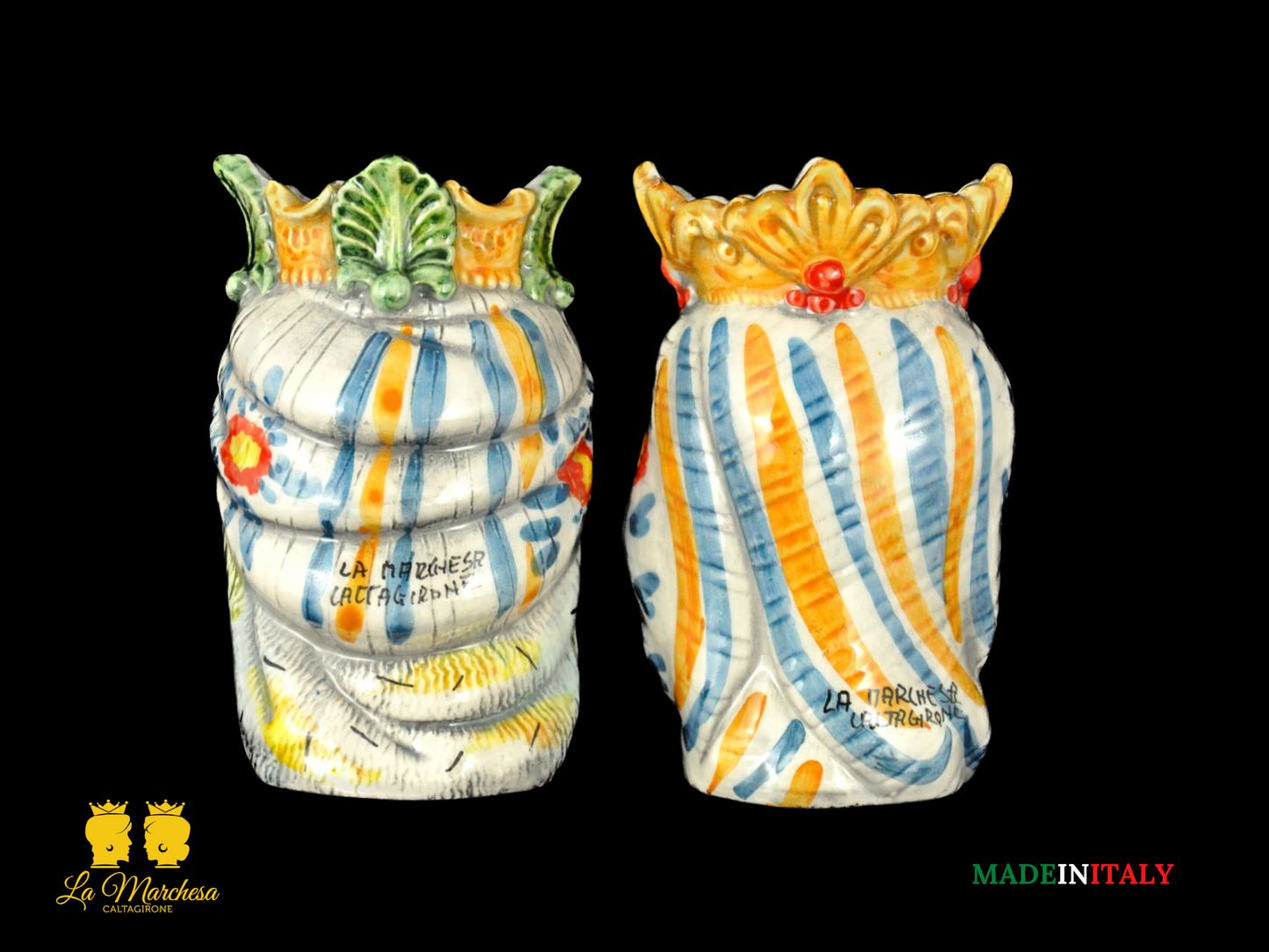 Teste Moro in ceramica di Caltagirone Afro 13cm - Colori Assortiti
