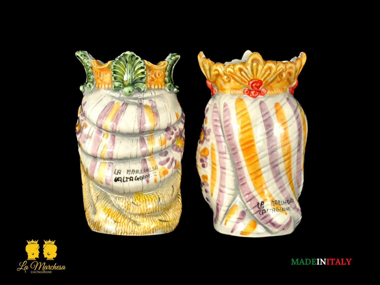 Teste Moro in ceramica di Caltagirone Afro 13cm - Colori Assortiti