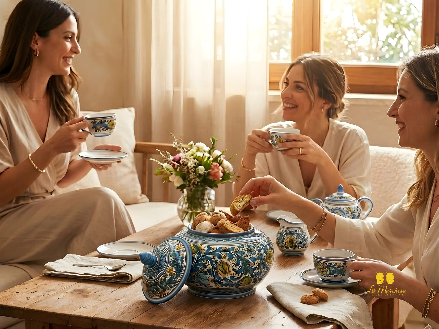 Biscottiera Decorata in Ceramica di Caltagirone 22cm - Vari Decori