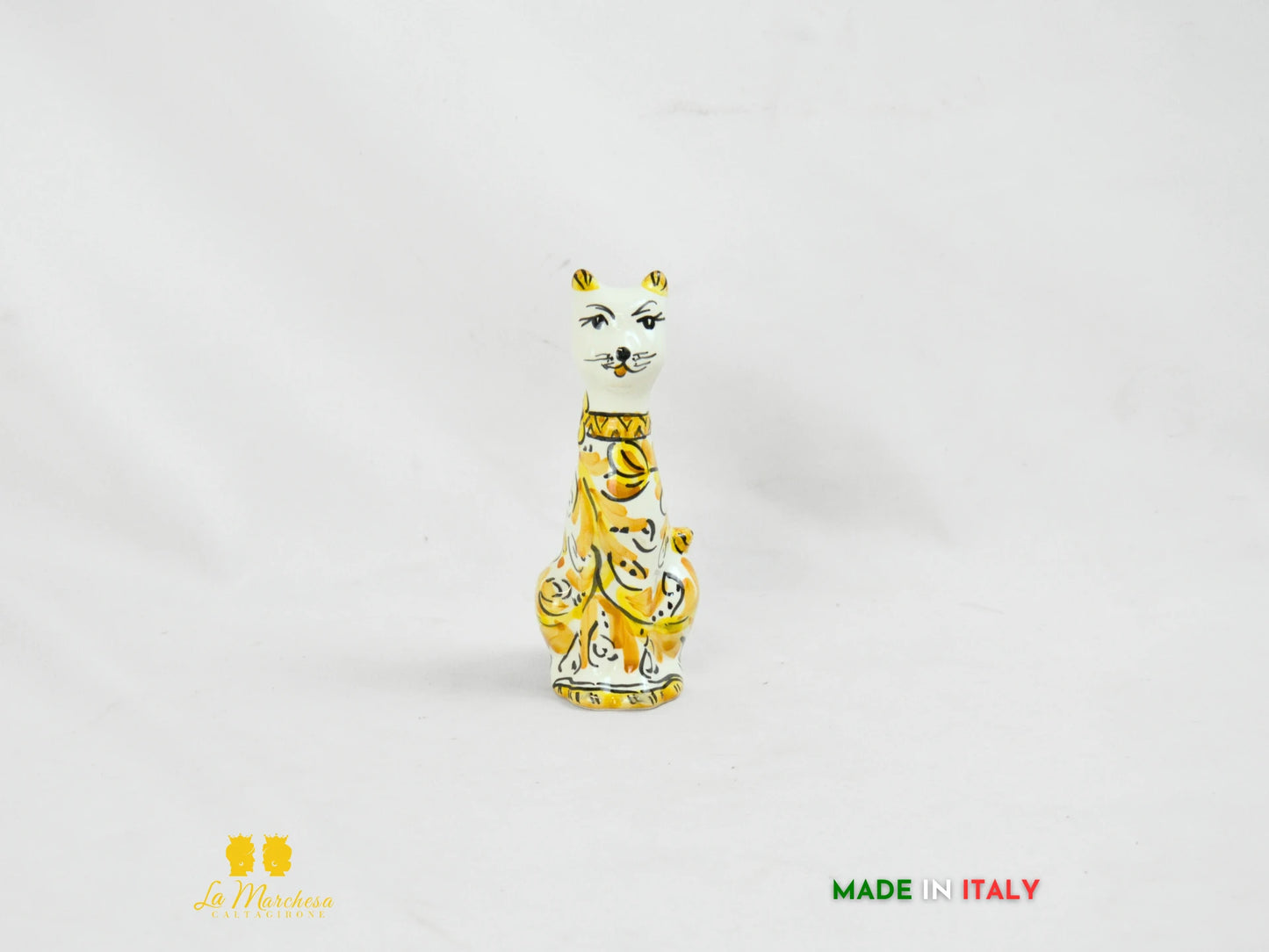 Gatto in Ceramica di Caltagirone vari colori cm15