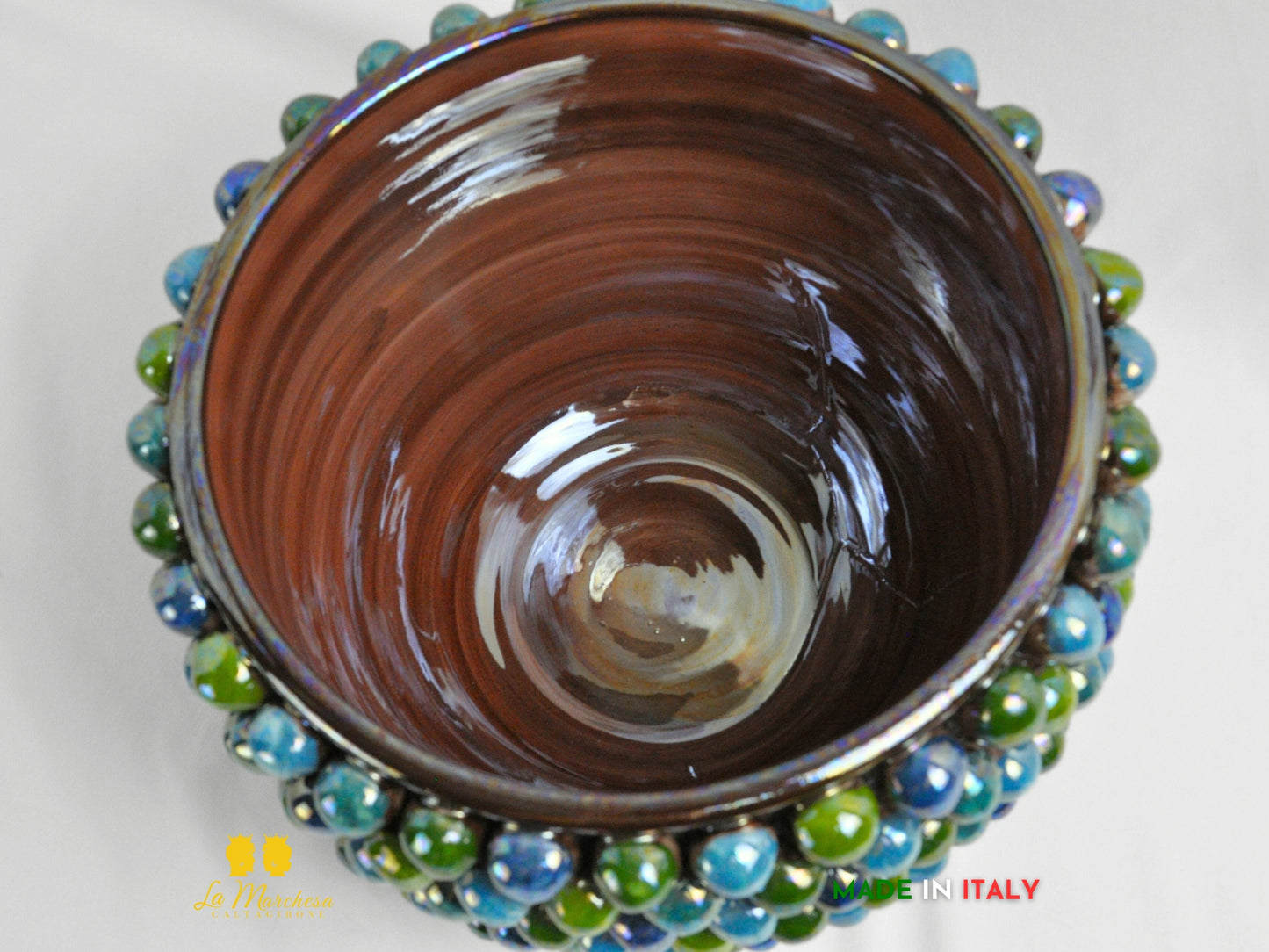 Portavasi pigna Siciliana in Ceramica di Caltagirone Madreperla 28cm - Vari Modelli