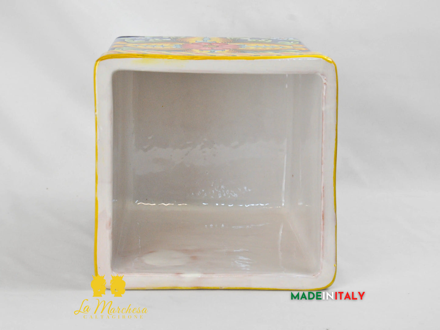 Fioriera Portavaso Quadrato in Ceramica di Caltagirone 26cm