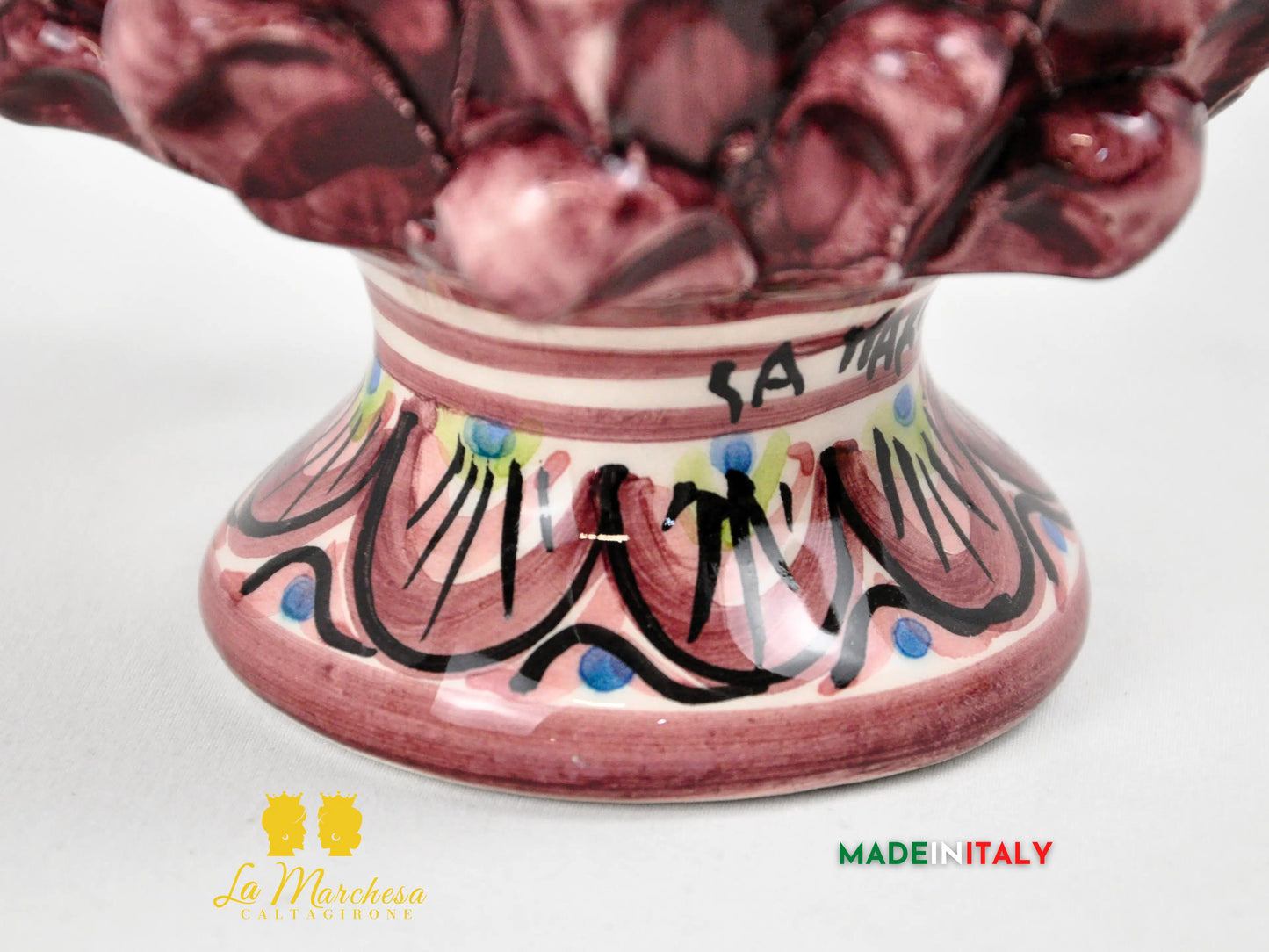 Pigna Siciliana Ceramica di Caltagirone Bordeaux 17 cm