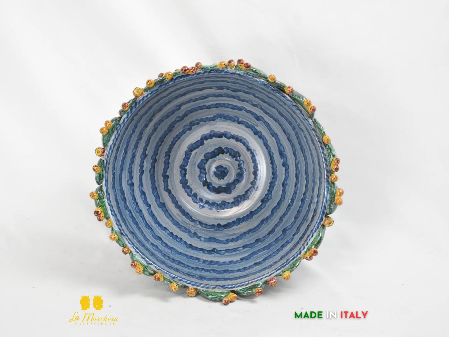 Portavaso in ceramica di Caltagirone con foglie di fichi d'india - varie misure