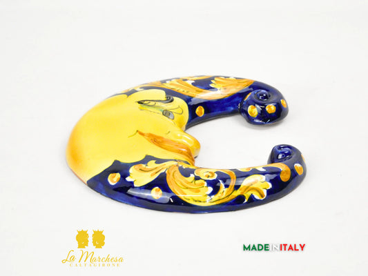 OUTLET - Luna in Ceramica di Caltagirone Decorazione da Parete 23cm