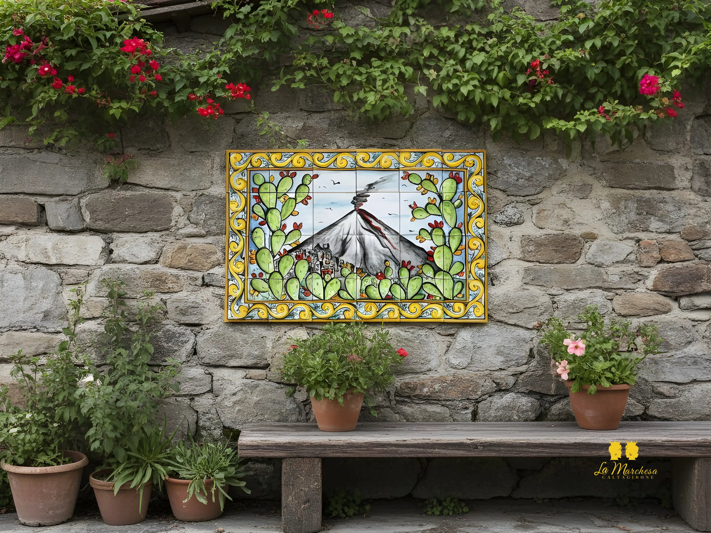 Pannello Murale Piastrelle siciliane in Ceramica di Caltagirone - Vari disegni