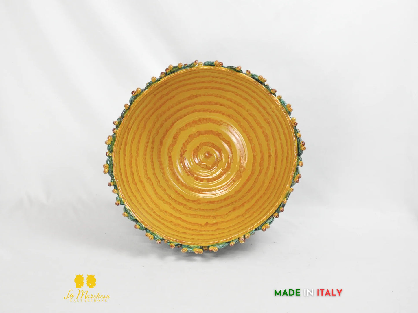 Portavaso in ceramica di Caltagirone con foglie di fichi d'india - varie misure