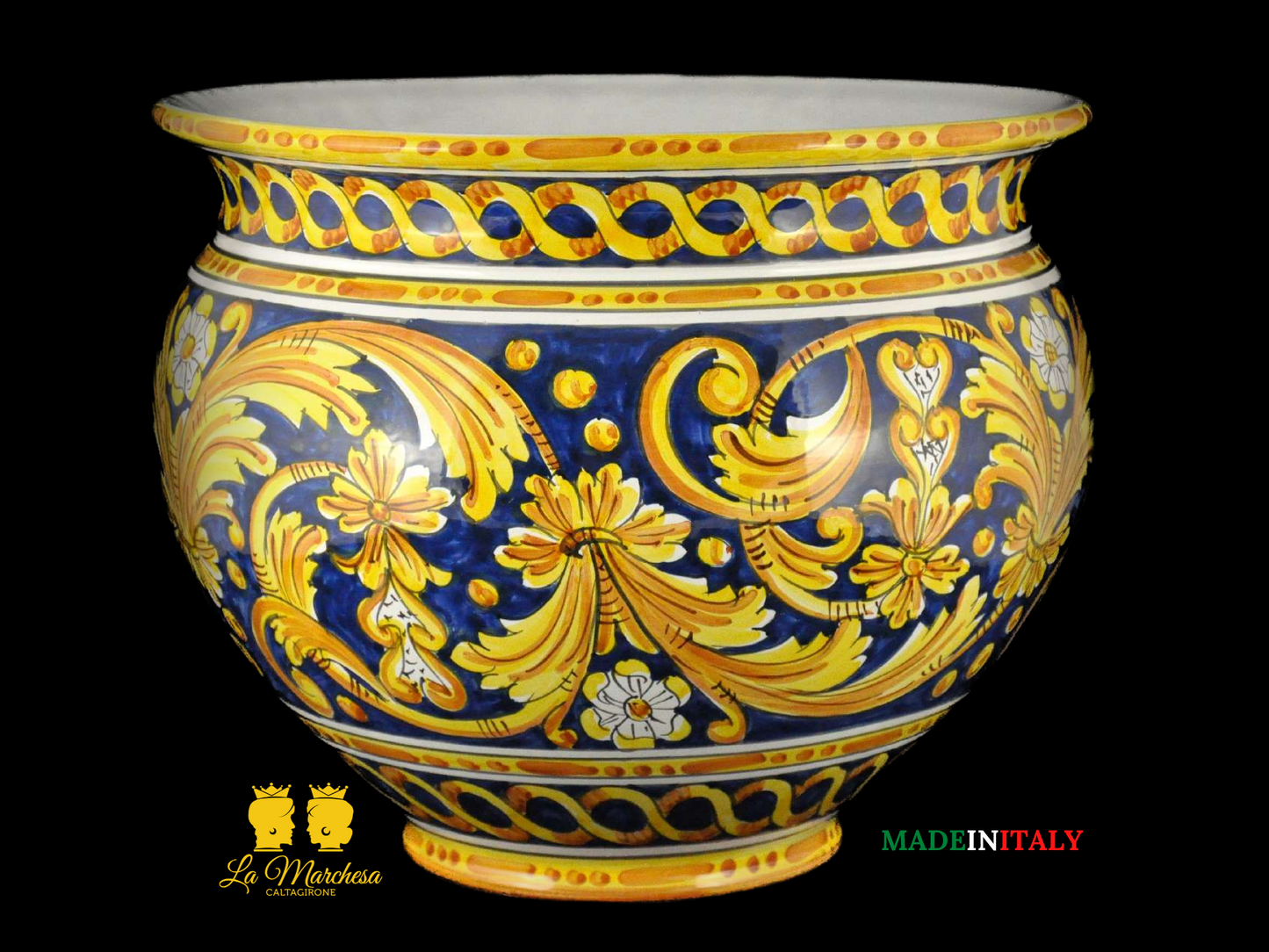 Portavaso Vaso in Ceramica di Caltagirone ornato barocco L39
