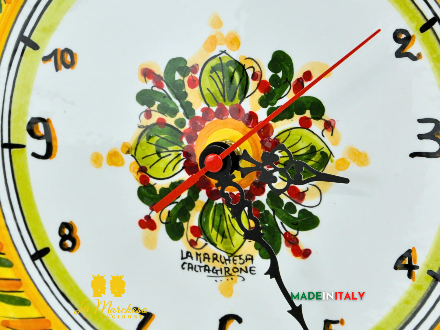 Orologio in Ceramica di Caltagirone Piatto Falda 42cm - Vari Decori