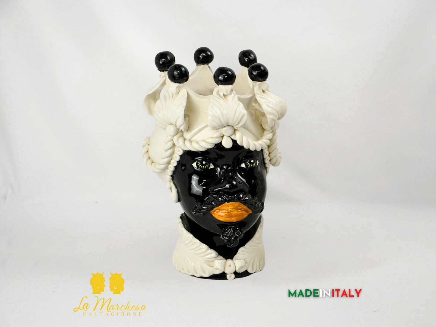 FINE SERIE - Teste di Moro Corona in Ceramica di Caltagirone 37cm
