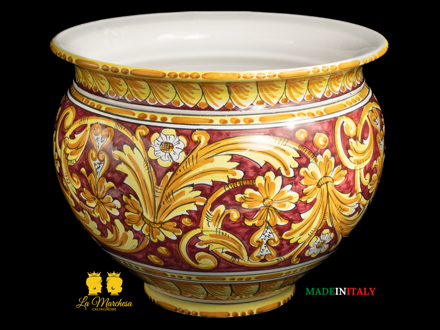 Portavaso Vaso in Ceramica di Caltagirone ornato barocco L39