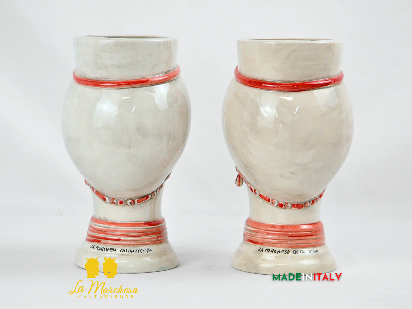 FINE SERIE - Teste di Moro Fumè Rosso in Ceramica di Caltagirone 22cm