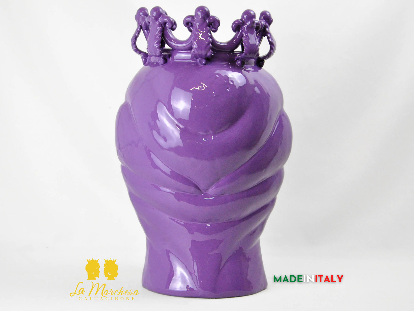 OUTLET - Testa di Moro Uomo in Ceramica di Caltagirone Viola 44cm