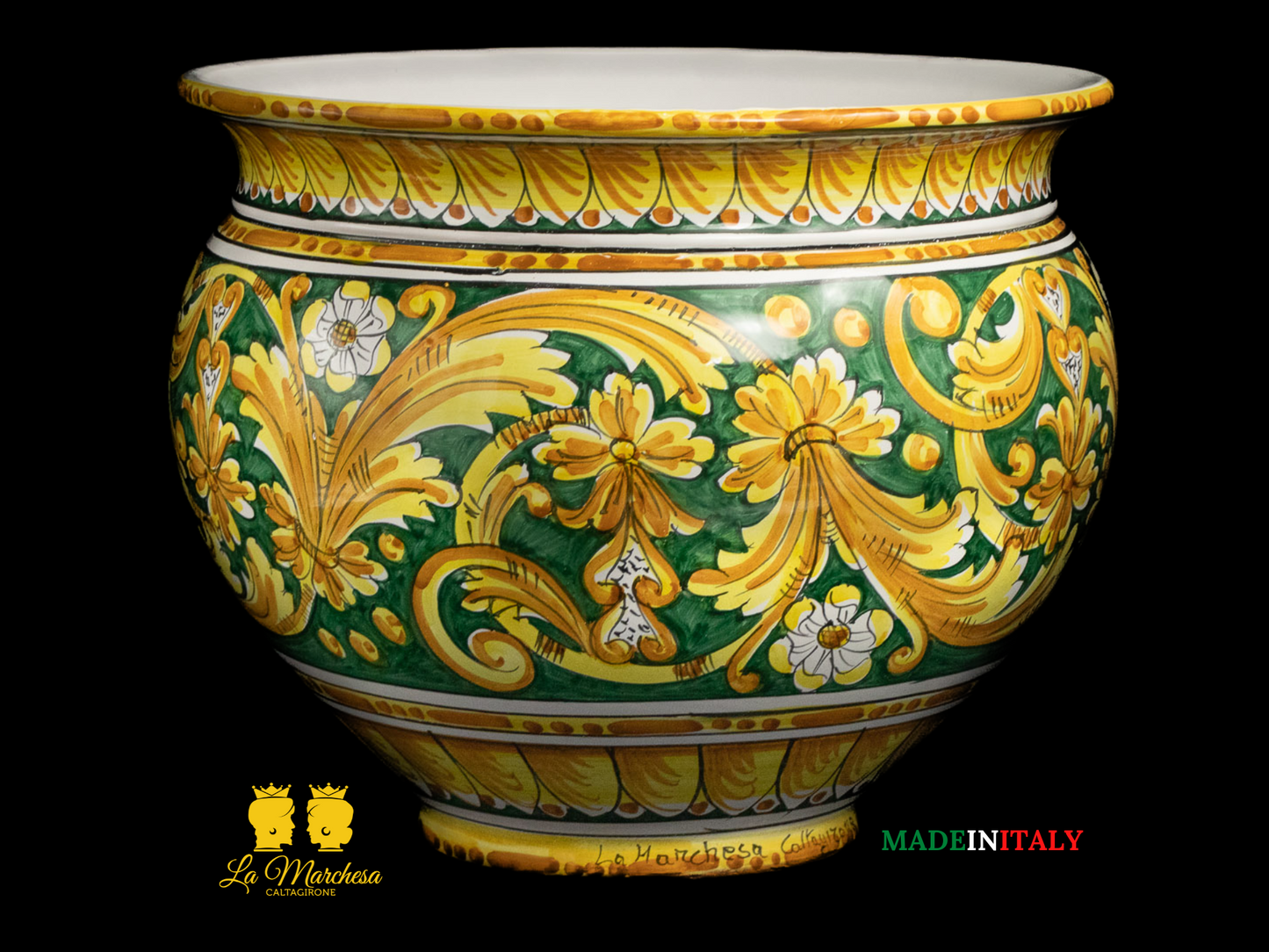 Portavaso Vaso in Ceramica di Caltagirone ornato barocco L39