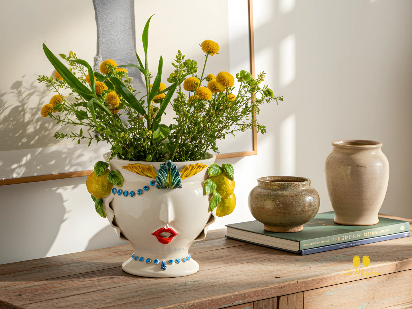 Vaso Donna Limoni in Ceramica di Caltagirone 26cm