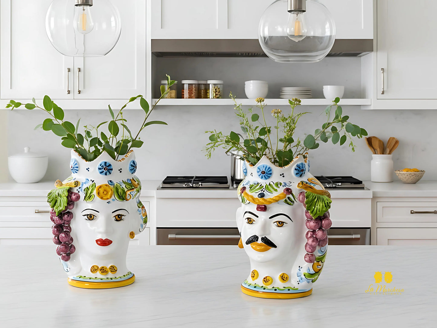 Teste di Moro Uva in Ceramica di Caltagirone 27cm