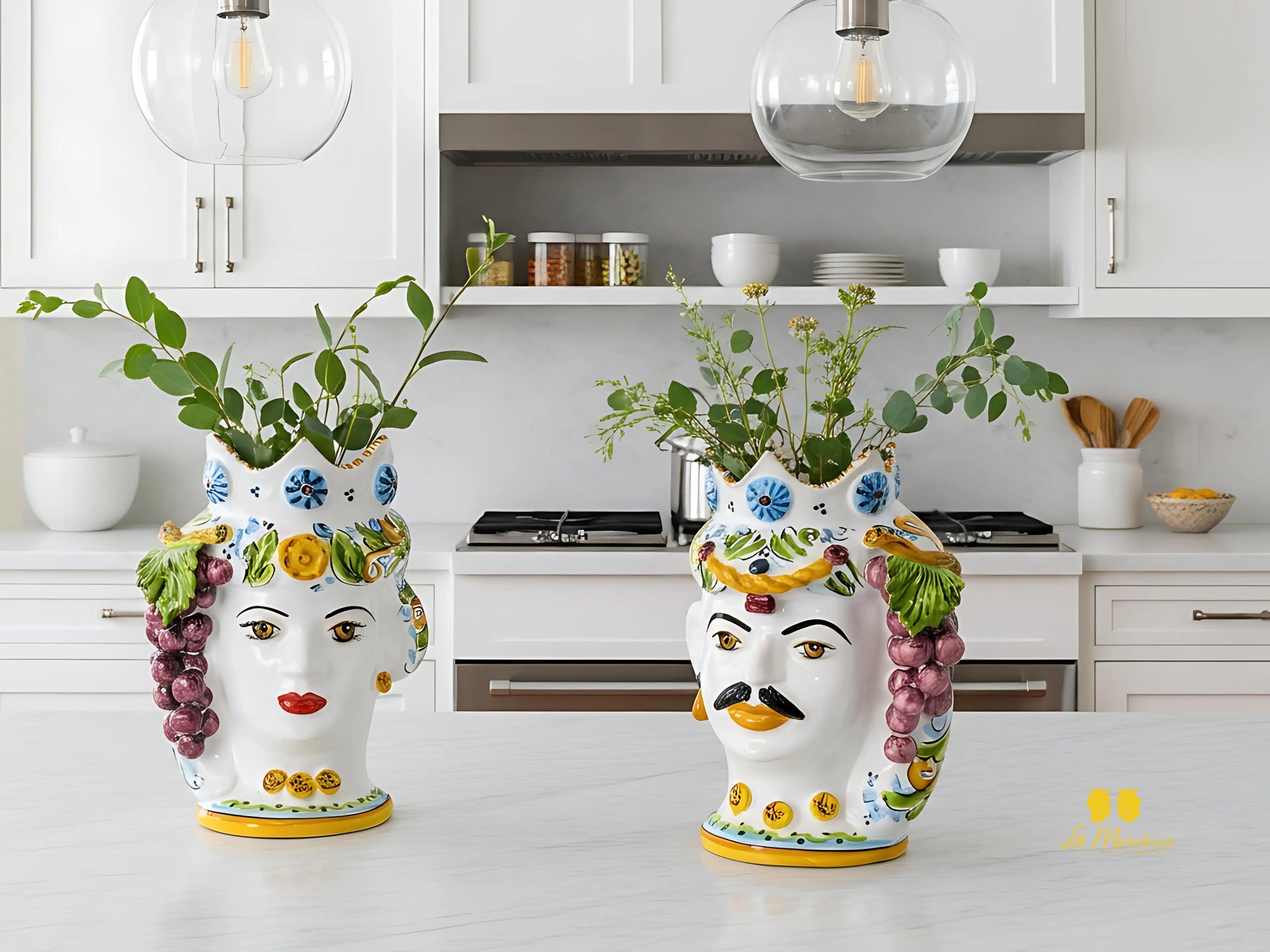 Teste di Moro Uva in Ceramica di Caltagirone 27cm