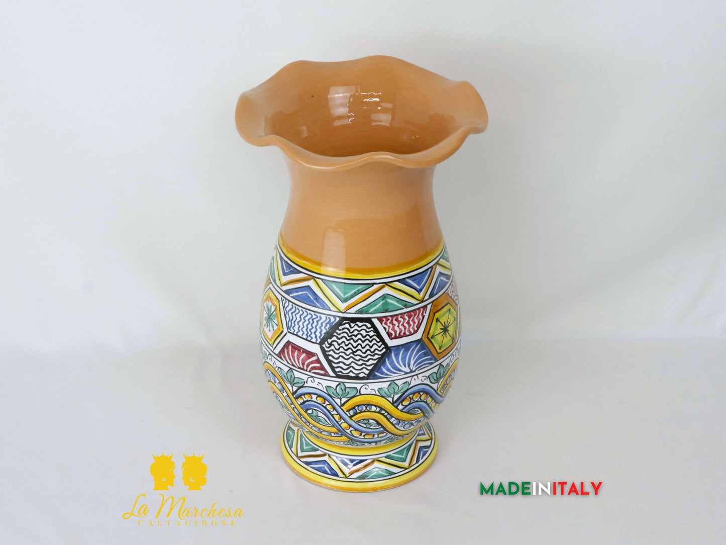 Vaso Treccia Esagoni in Ceramica di Caltagirone 32cm