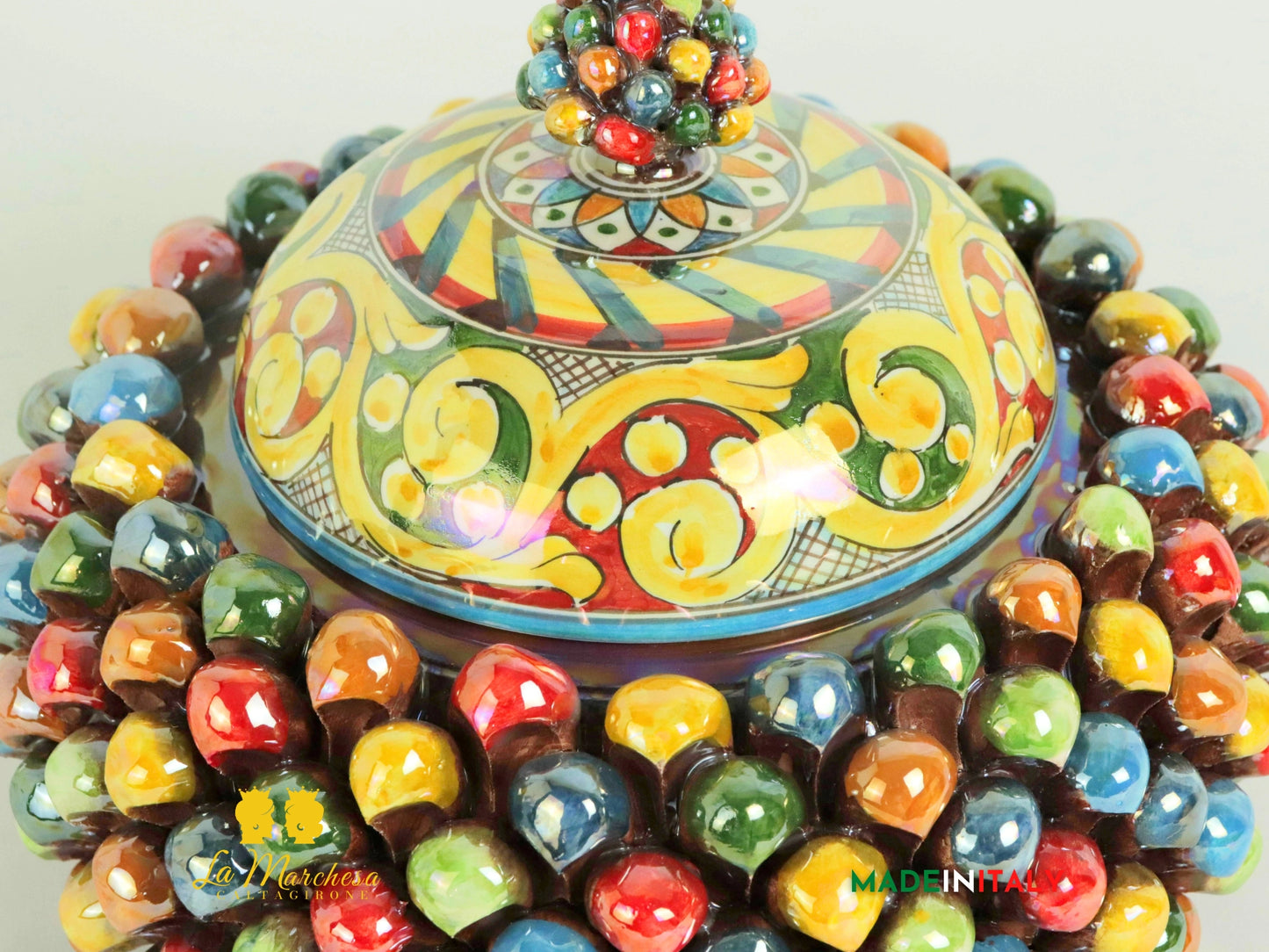 Biscottiera Pigna Ceramica di Caltagirone Multicolore Madreperla - Vari Modelli