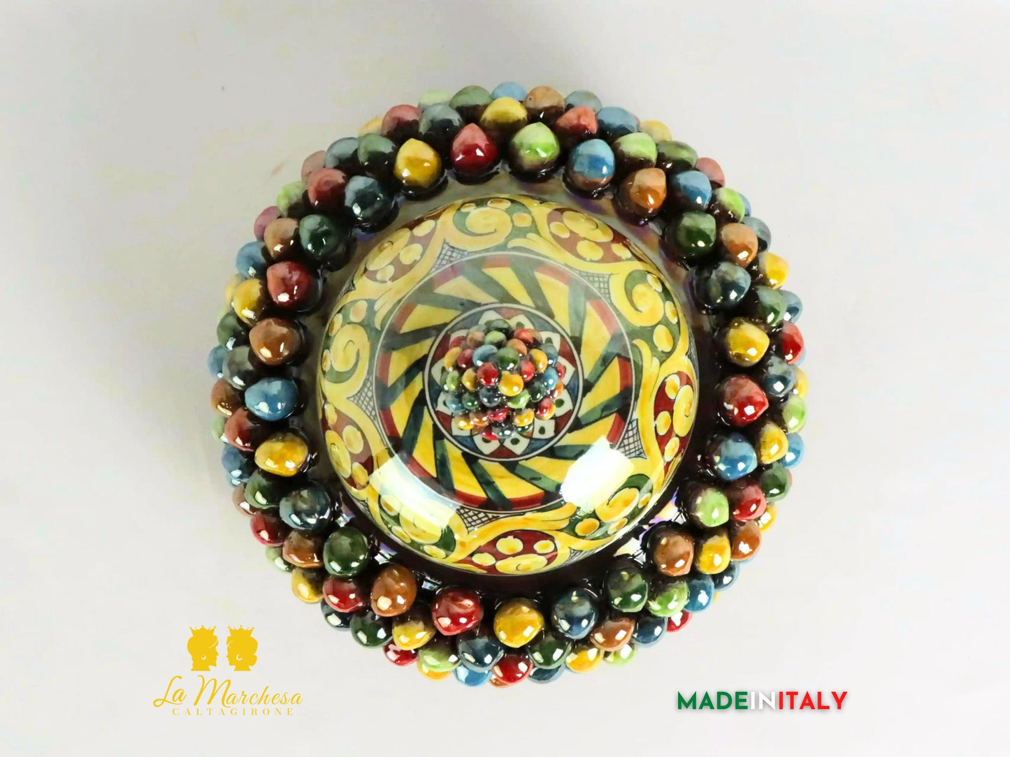 Biscottiera Pigna Ceramica di Caltagirone Multicolore Madreperla - Vari Modelli