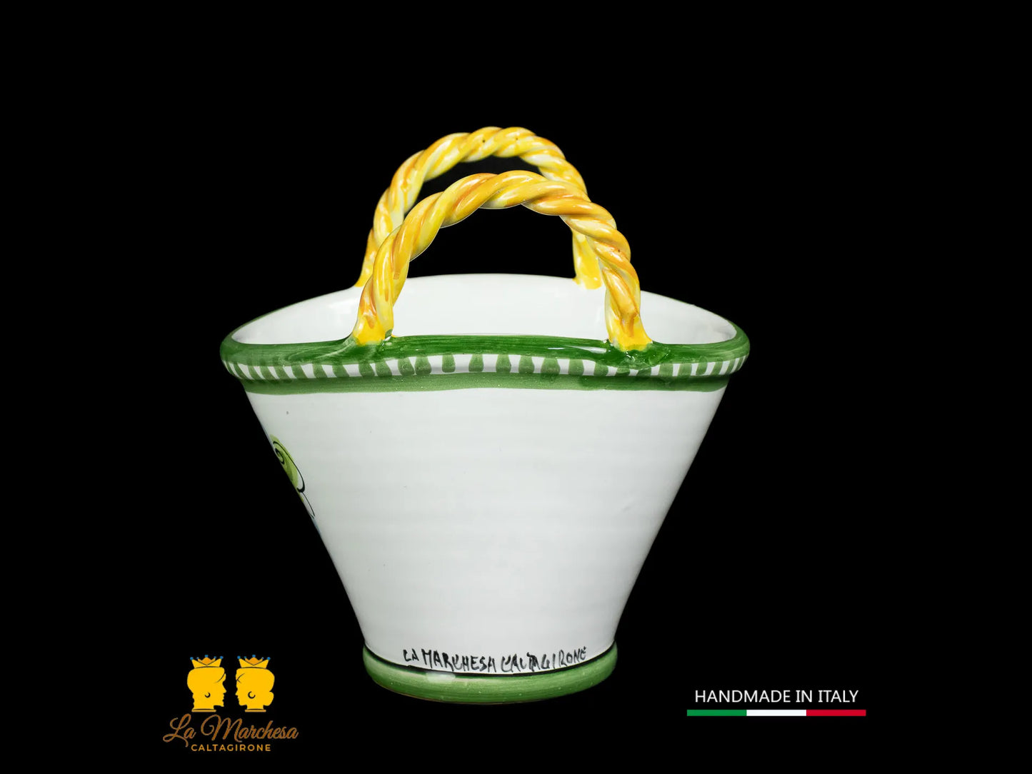 Coffa Siciliana Portavaso Ceramica di Caltagirone Carretto e Fichi D'India- Varie Misure