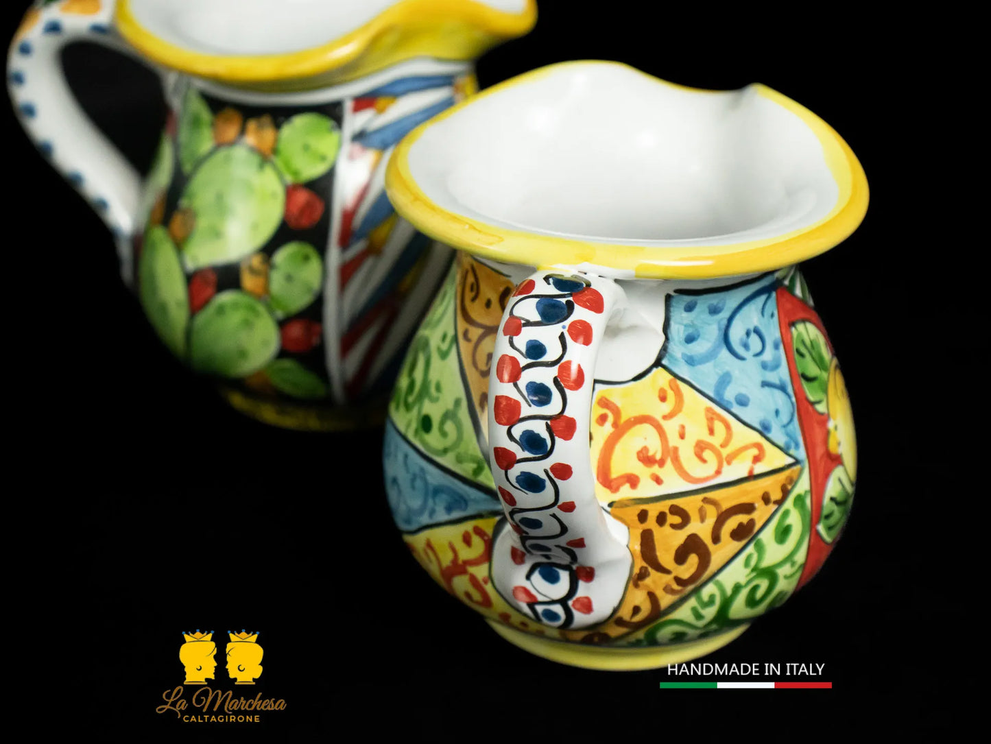 Brocca in Ceramica di Caltagirone decorato Caraffa decorata - Varie Misure