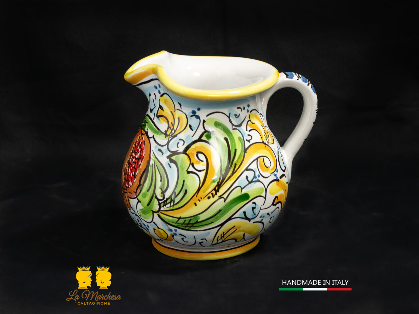 Brocca in Ceramica di Caltagirone decorato Caraffa 1/2L decorata