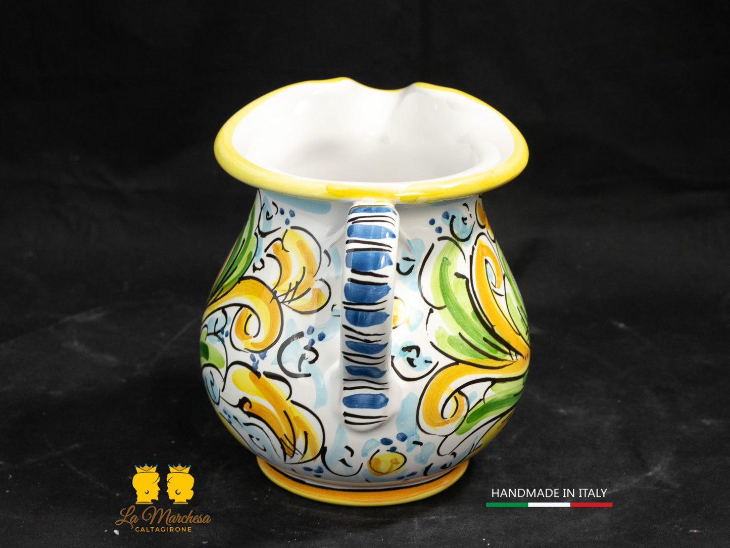Brocca in Ceramica di Caltagirone decorato Caraffa 1/2L decorata