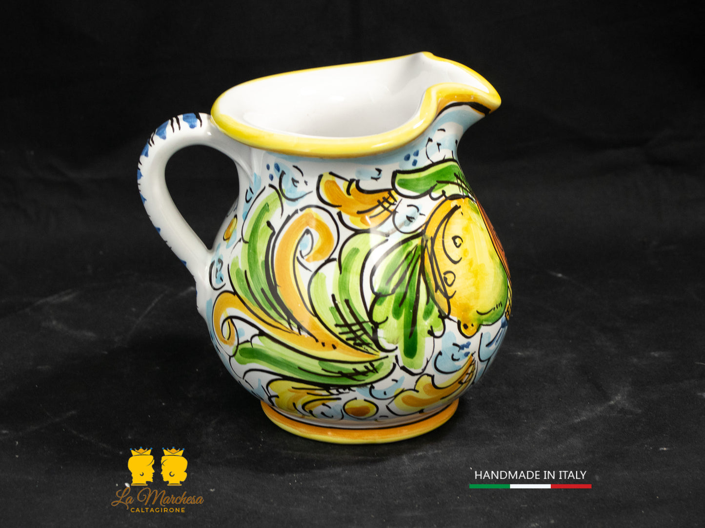 Brocca in Ceramica di Caltagirone decorato Caraffa 1/2L decorata