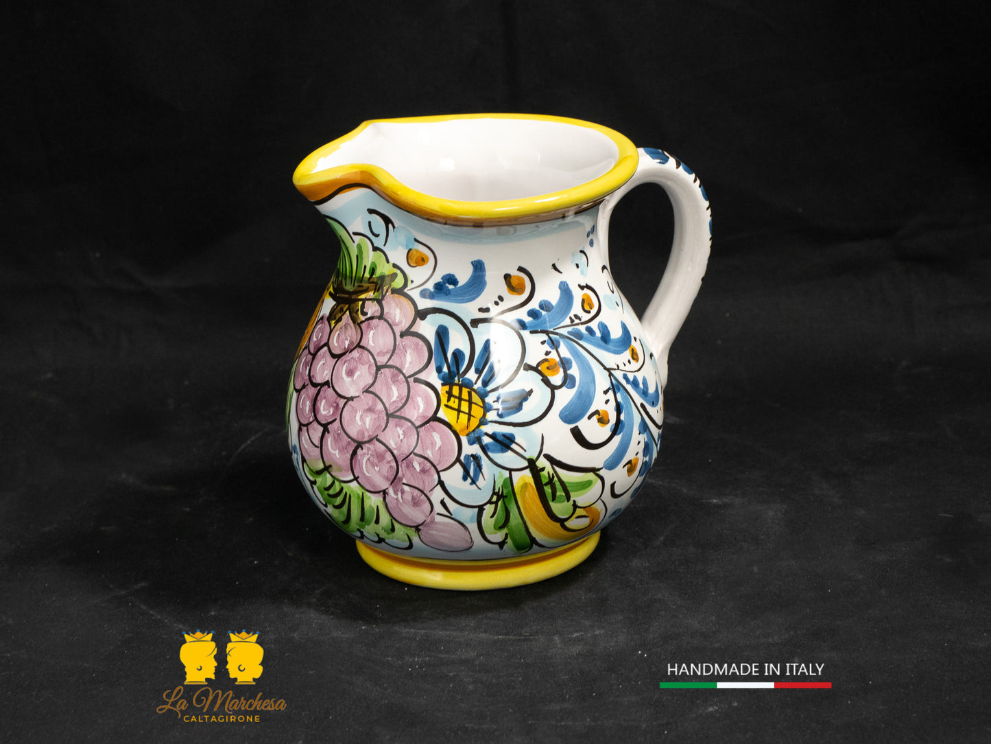 Brocca in Ceramica di Caltagirone decorato Caraffa 1/2L decorata