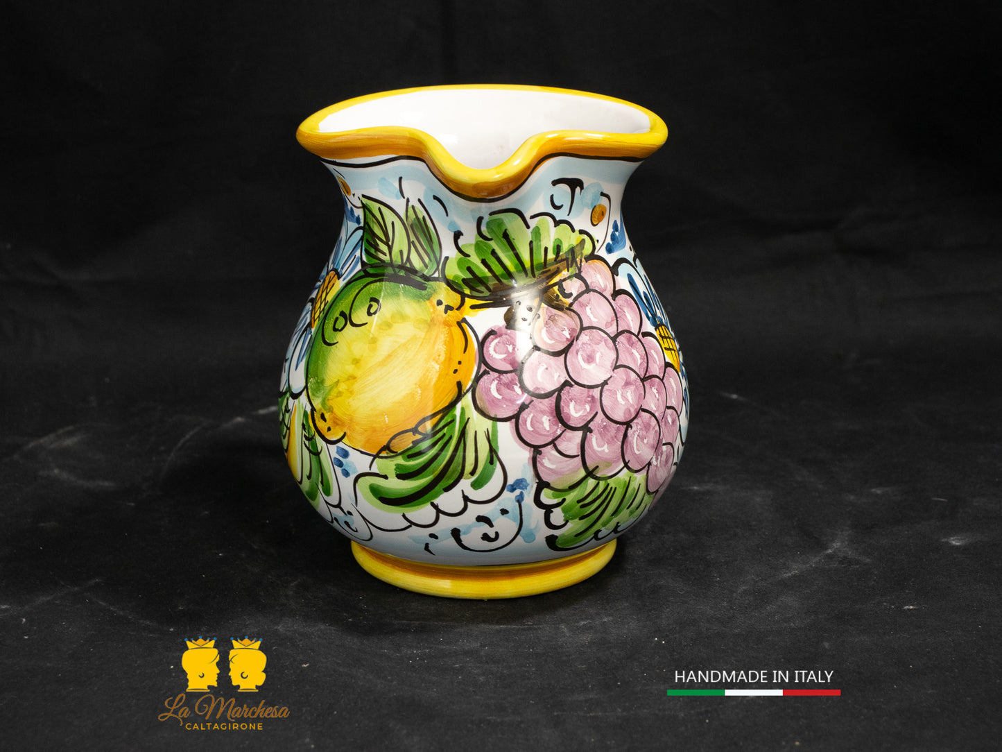 Brocca in Ceramica di Caltagirone decorato Caraffa 1/2L decorata