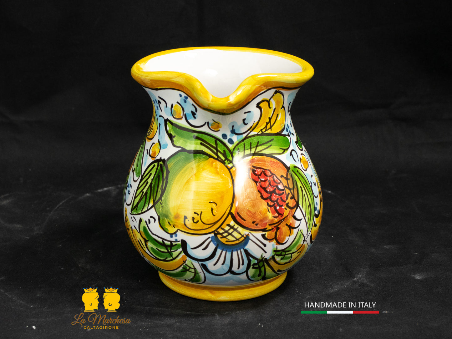 Brocca in Ceramica di Caltagirone decorato Caraffa 1/2L decorata