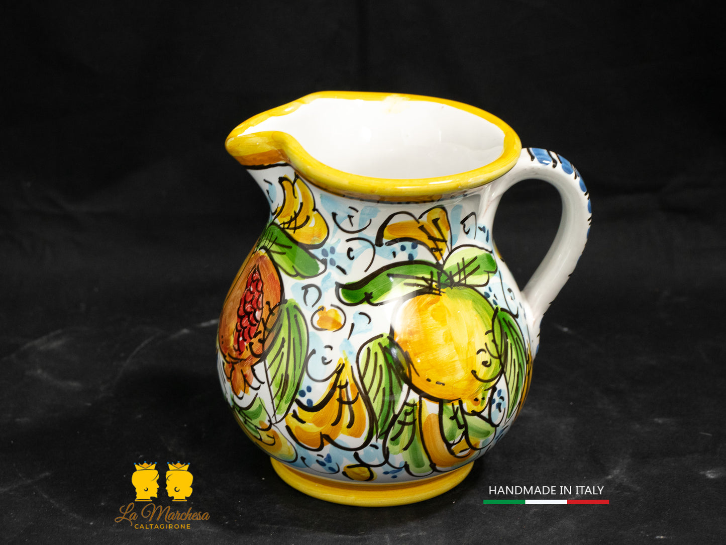 Brocca in Ceramica di Caltagirone decorato Caraffa 1/2L decorata