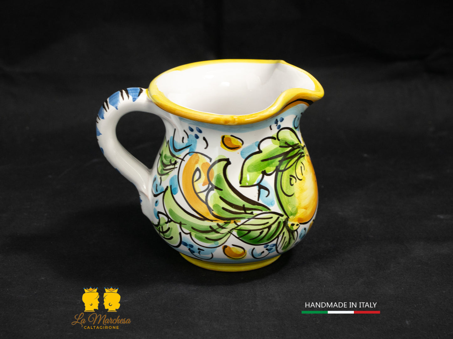 Brocca in Ceramica di Caltagirone decorato Caraffa 1/4L decorata