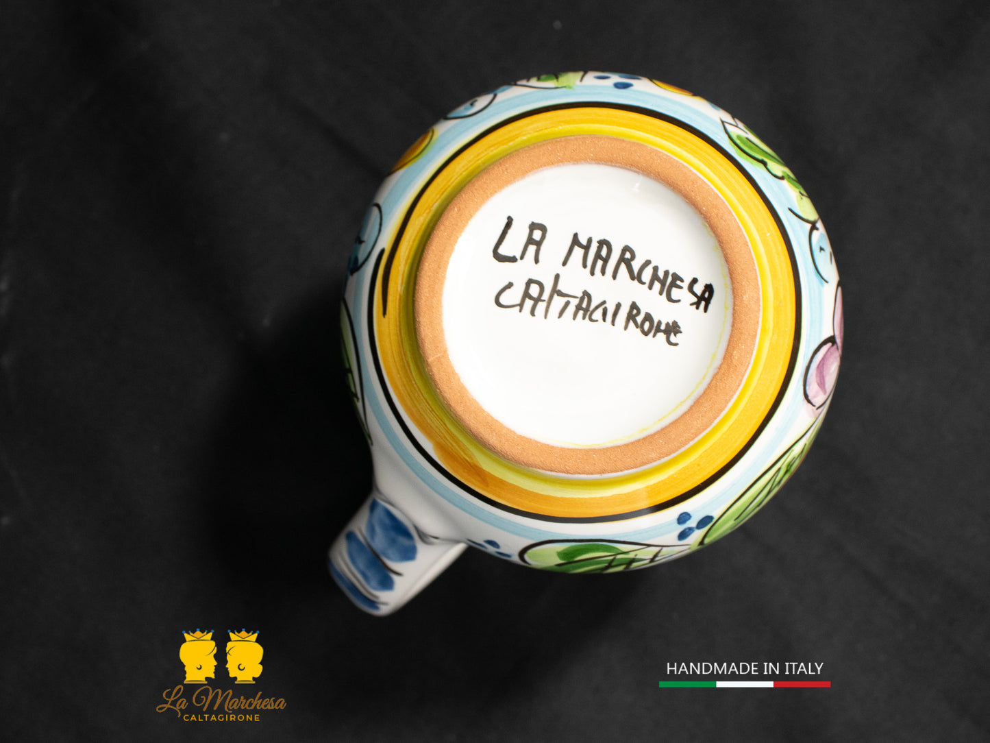 Brocca in Ceramica di Caltagirone decorato Caraffa 1/4L decorata