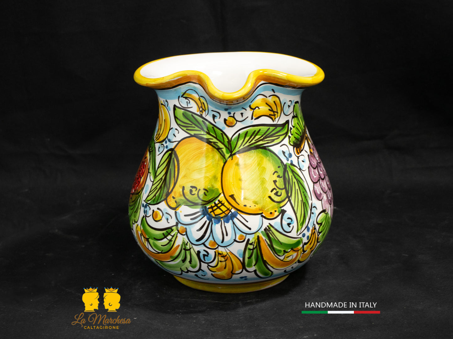 Brocca in Ceramica di Caltagirone decorato Caraffa 1L decorata