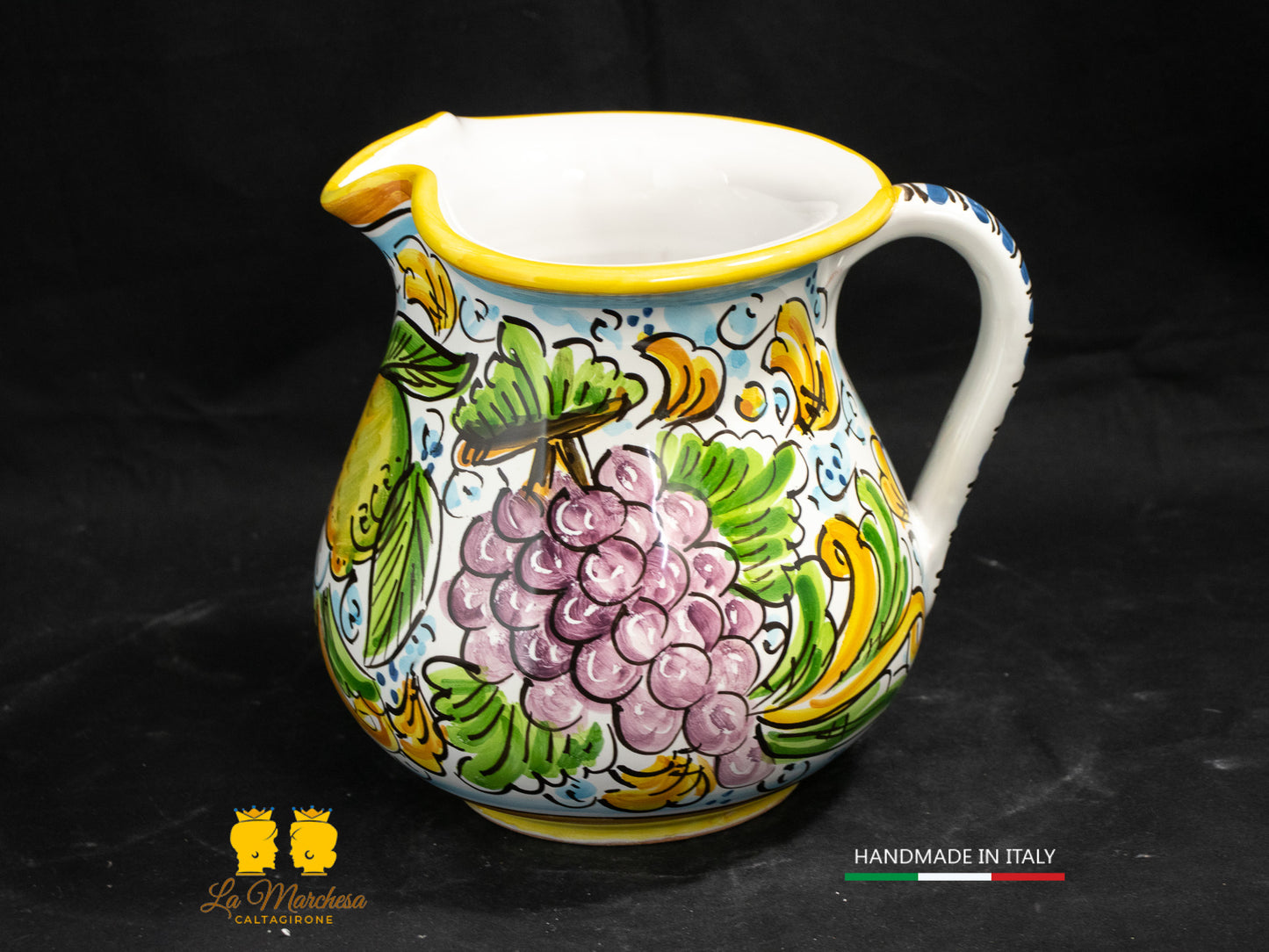 Brocca in Ceramica di Caltagirone decorato Caraffa 1L decorata