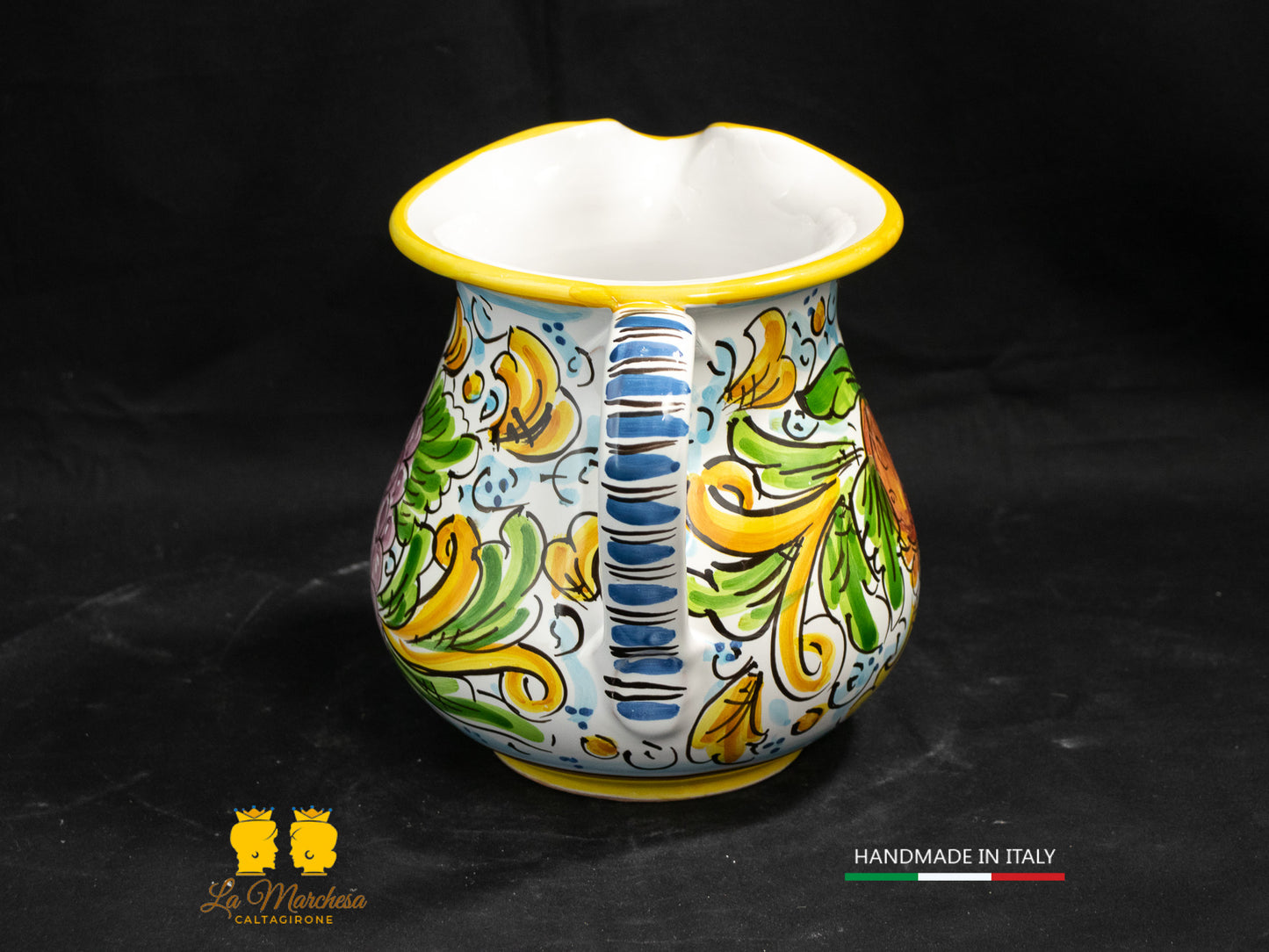 Brocca in Ceramica di Caltagirone decorato Caraffa 1L decorata