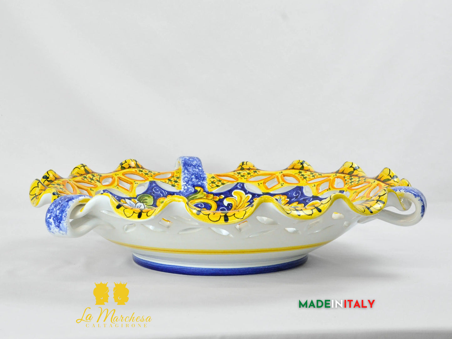 Centrotavola XL Decorato in Ceramica di Caltagirone - Varie Misure