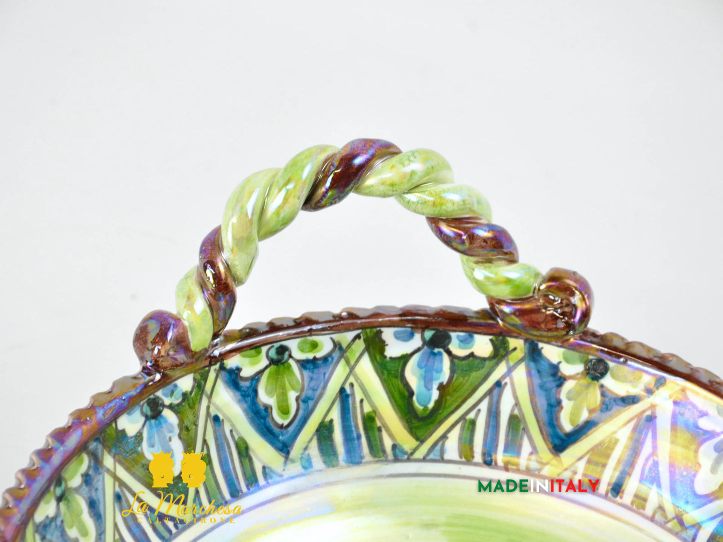Cesta Centrotavola Ceramica di Caltagirone Pigna Arlecchino 28cm