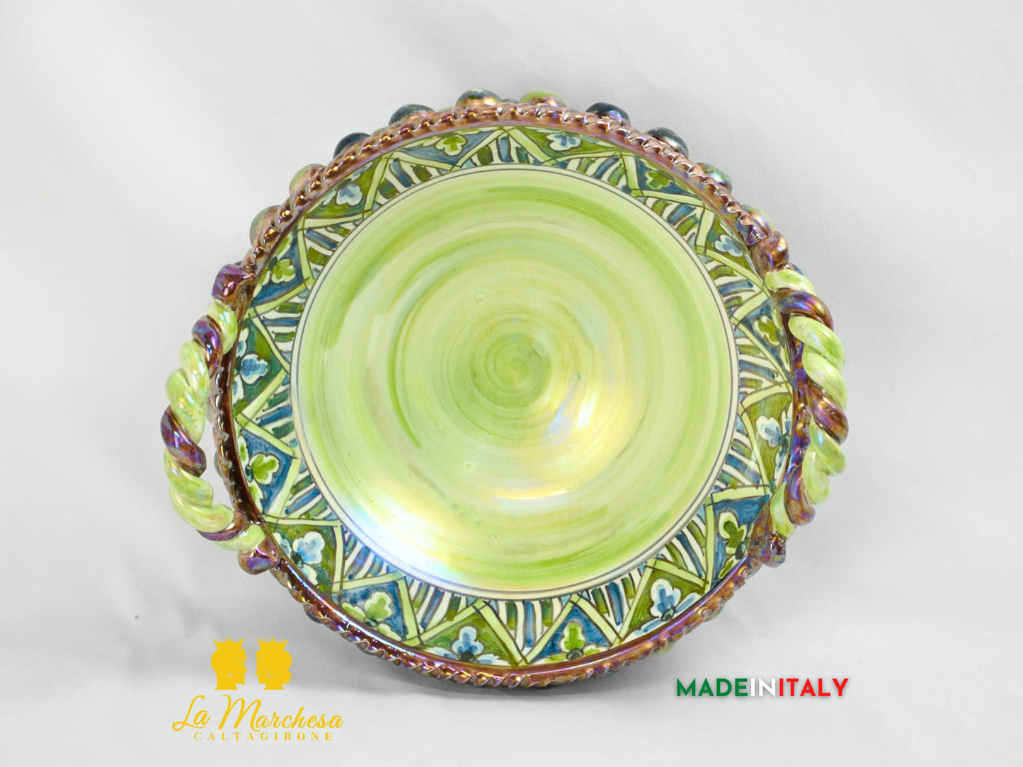Cesta Centrotavola Ceramica di Caltagirone Pigna Arlecchino 28cm