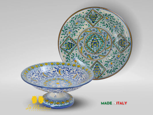 Centro Tavola con Alzata Decoro 600 in Ceramica di Caltagirone - Vari Colori