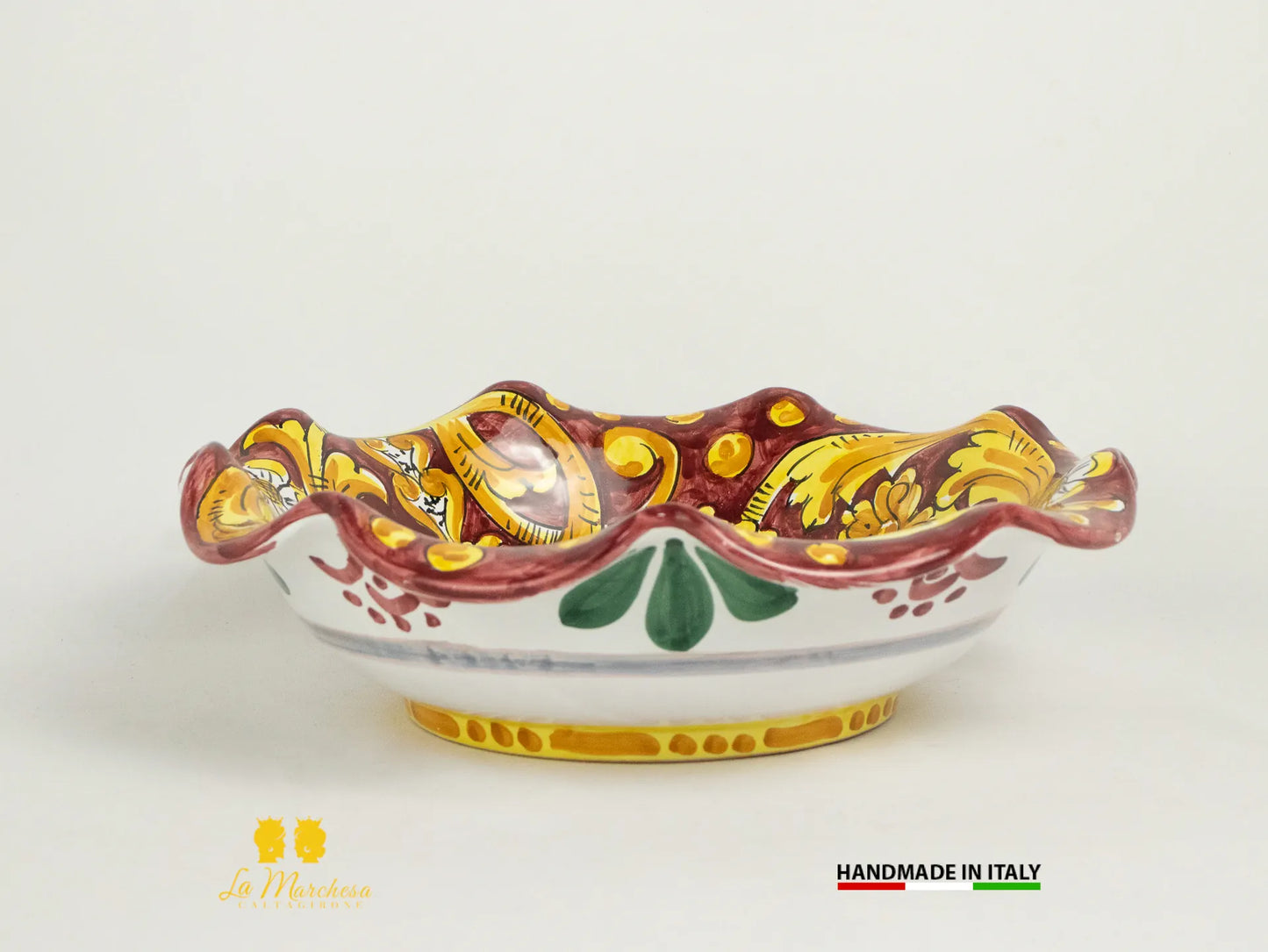 Centrotavola in Ceramica di Caltagirone tondo orlato dipinto a mano - Vari decori e Misure
