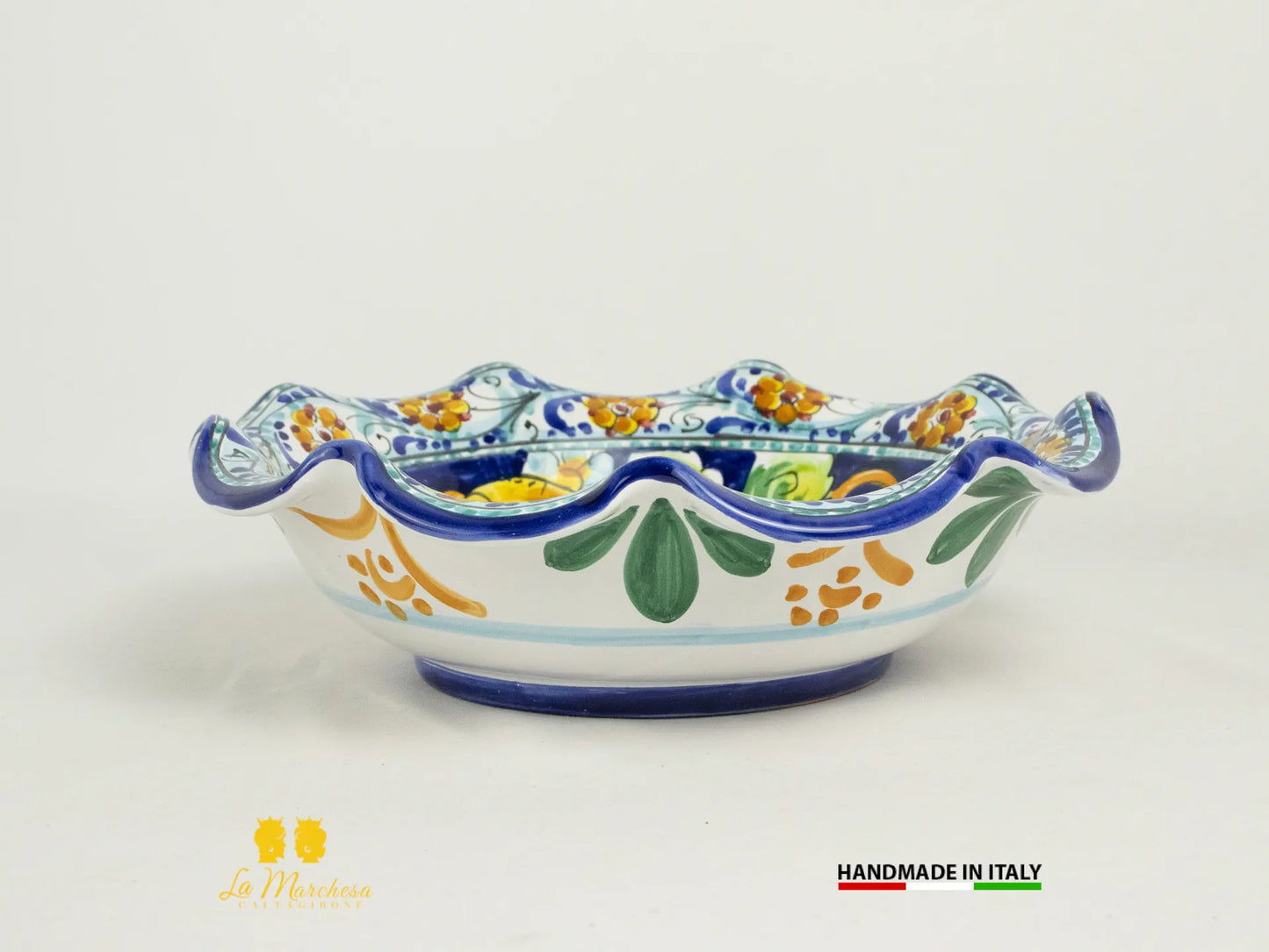 Centrotavola in Ceramica di Caltagirone tondo orlato dipinto a mano - Vari decori e Misure