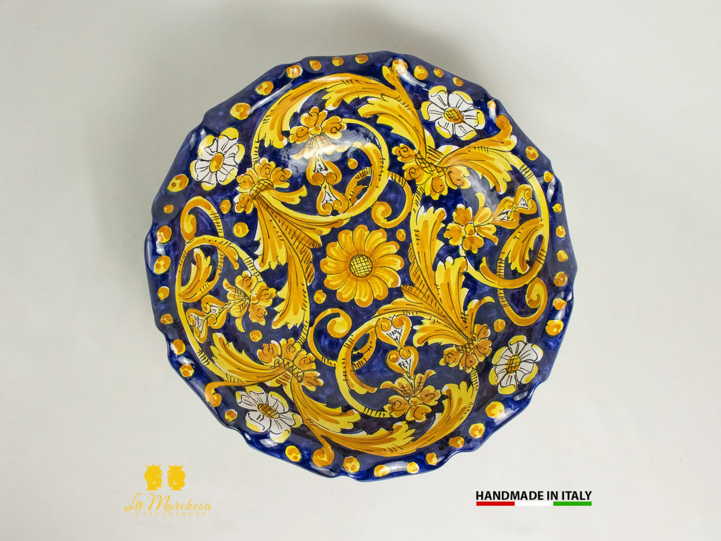 ciotola in Ceramica di Caltagirone tondo orlato dipinto a mano - Vari decori e Misure