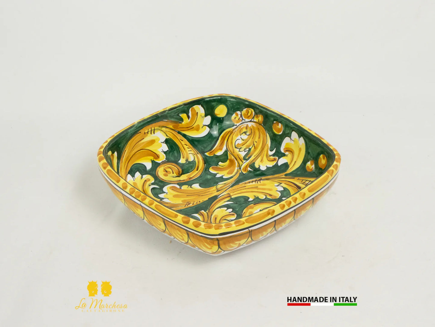 Ciotola decorata in Ceramica di Caltagirone quadrata 19cm - Varie decori