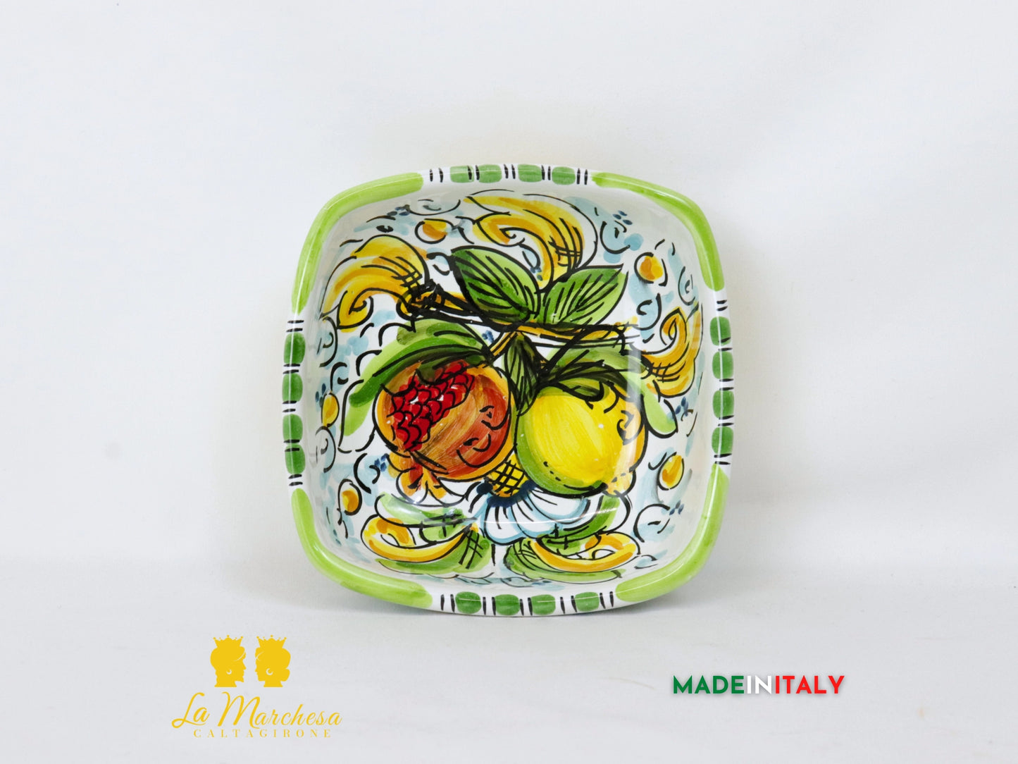 Ciotola Quadrata Decorata in Ceramica di Caltagirone - Vari Modelli