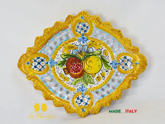 Vassoio Merlato Frutta in Ceramica di Caltagirone 35cm