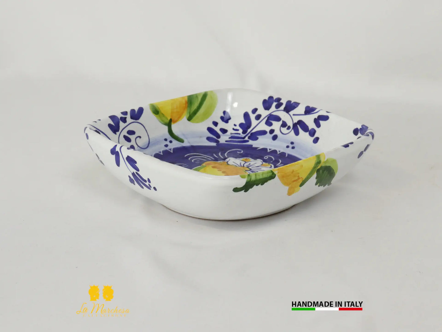 Ciotolina in Ceramica di Caltagirone quadrata blu cobalto - piccola