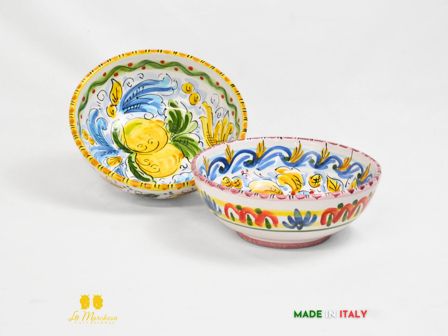 Ciotola tonda in Ceramica di Caltagirone ornato frutta 20cm